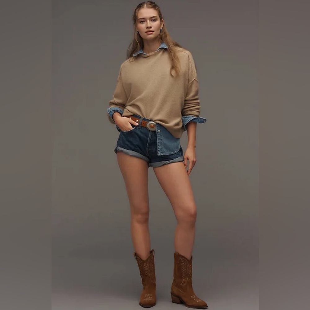 Anthropologie The Alani Cashmere Mock-Neck Sweater by Pilcro